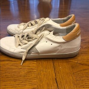 Golden Goose Cream and Tan Star Sneakers